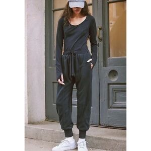 New Free People FP Movement Make It Count Onesie Long Sleeve Black Medium